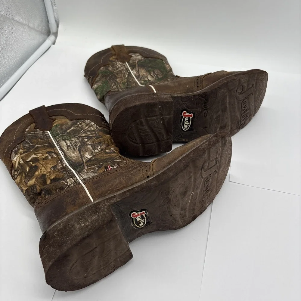 Justin Gypsy Brown  Camo Leather Women's Cowgirl Boots Size 6.5 B